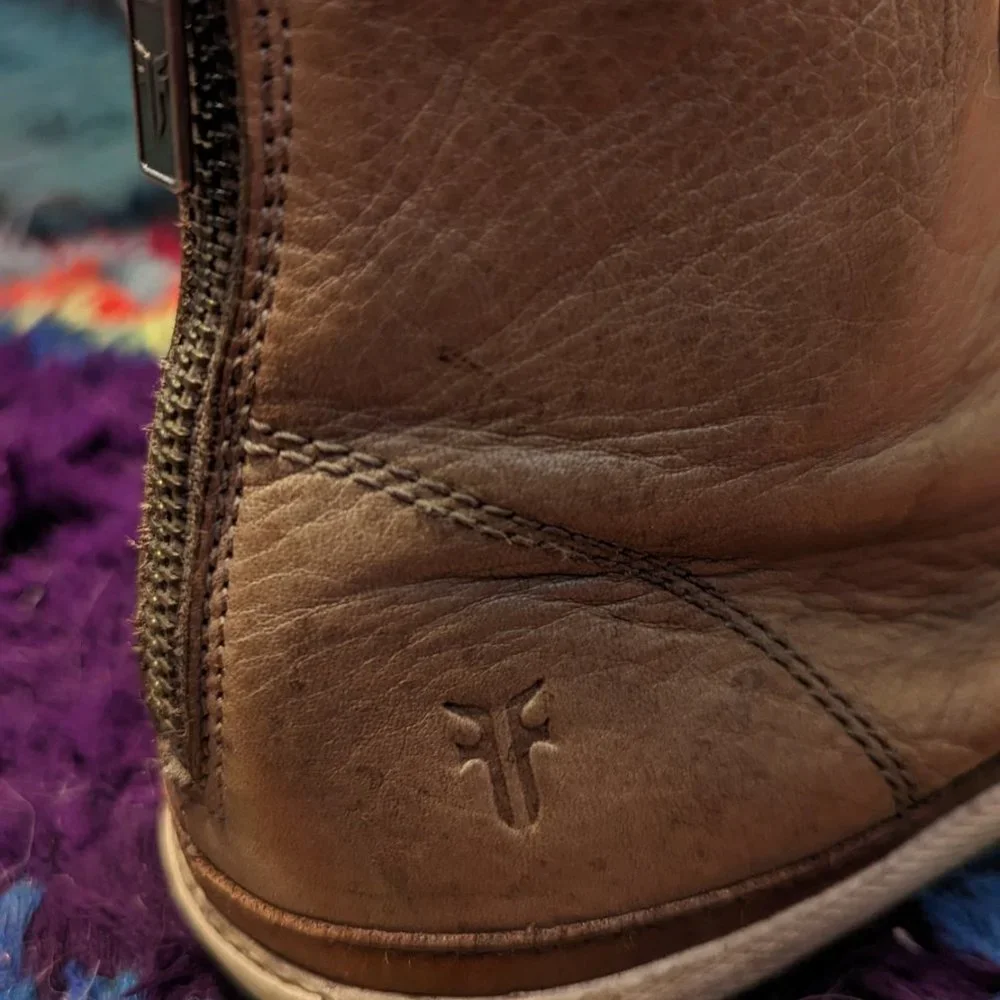 Frye Greene Leather Back-Zip High-Top Sneakers W9 - Picture 5 of 7